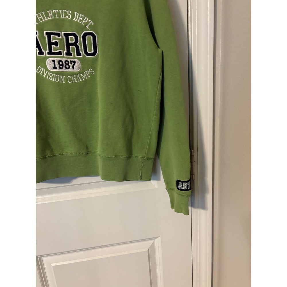 Aeropostale Womens Lime Green Aero 1987 Athletics Crewneck Sweatshirt XS y2k - Picture 4 of 8